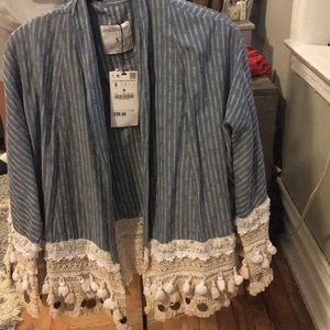 NEW Zara open kimono with tassel detail